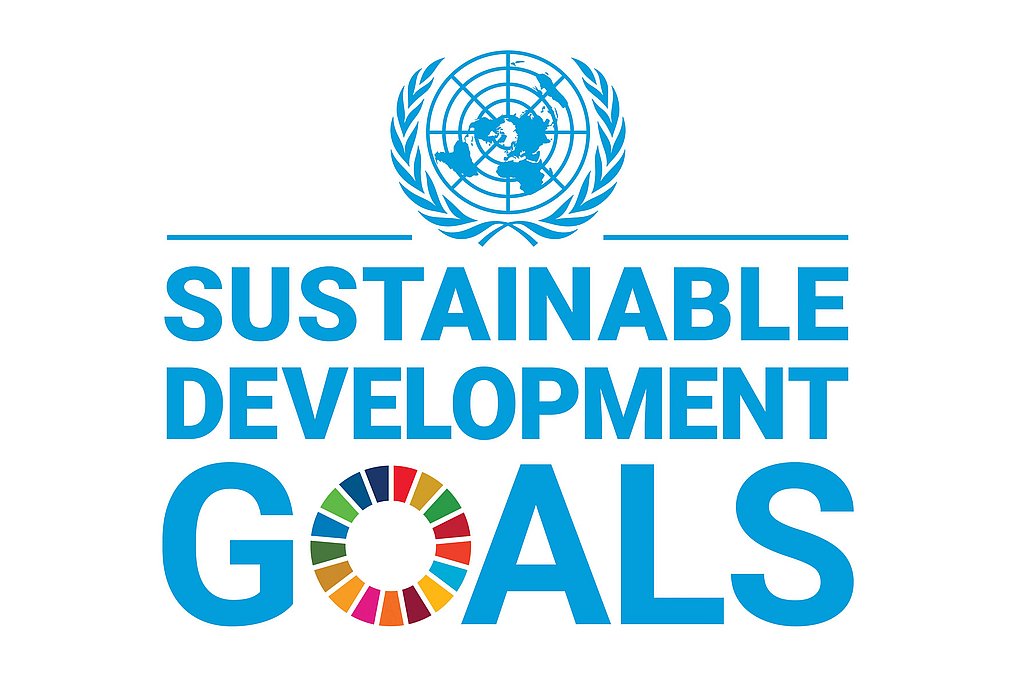 Logo: Un Enblem and Text: Sustainable development goals. 